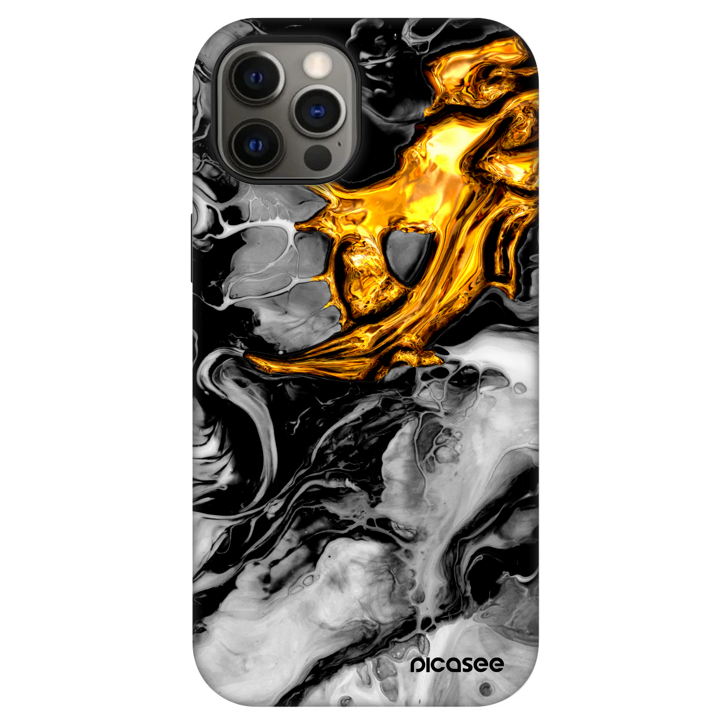 Picasee Fashion Case MagSafe για Apple iPhone 12 - Black Gold 2
