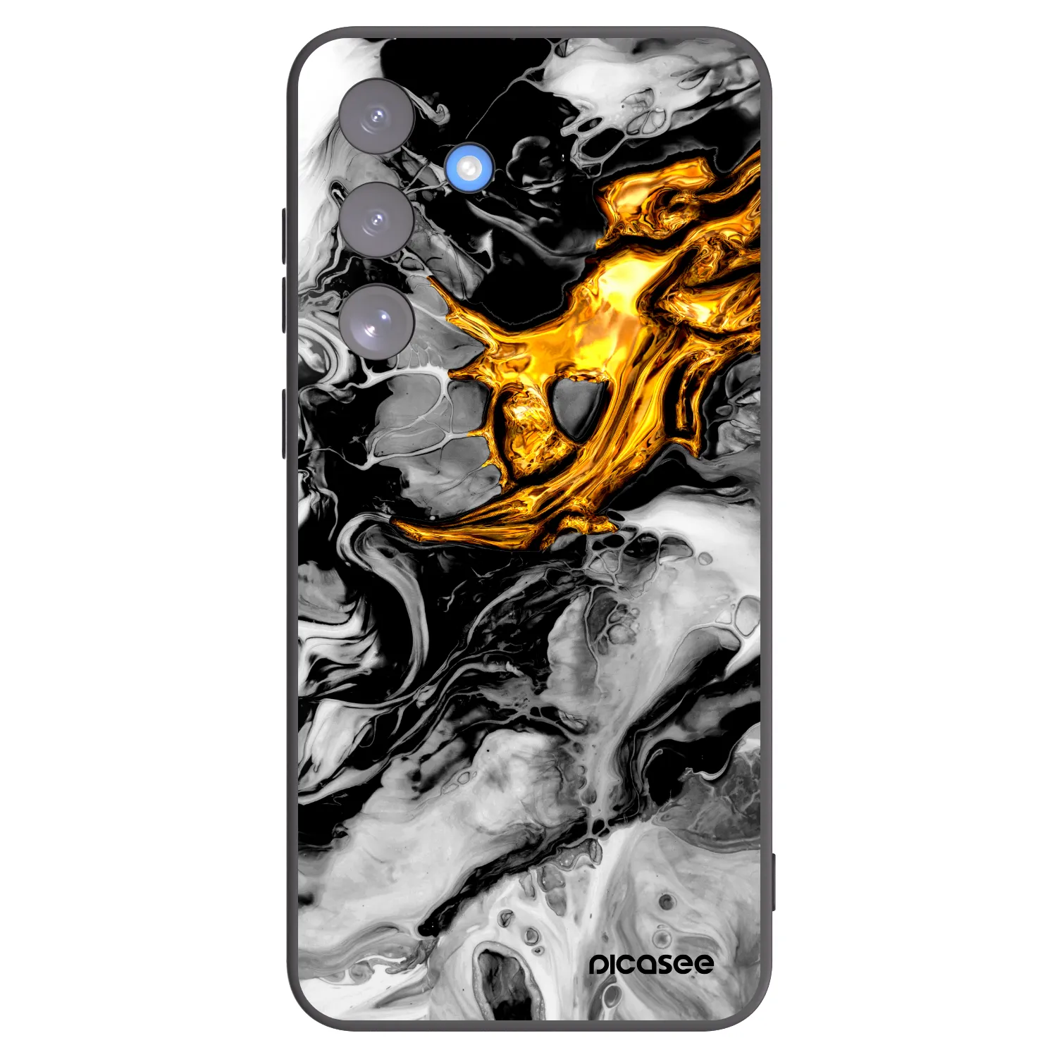 Picasee Μαύρη θήκη σιλικόνης για Samsung Galaxy S25 FE 5G - Black Gold 2