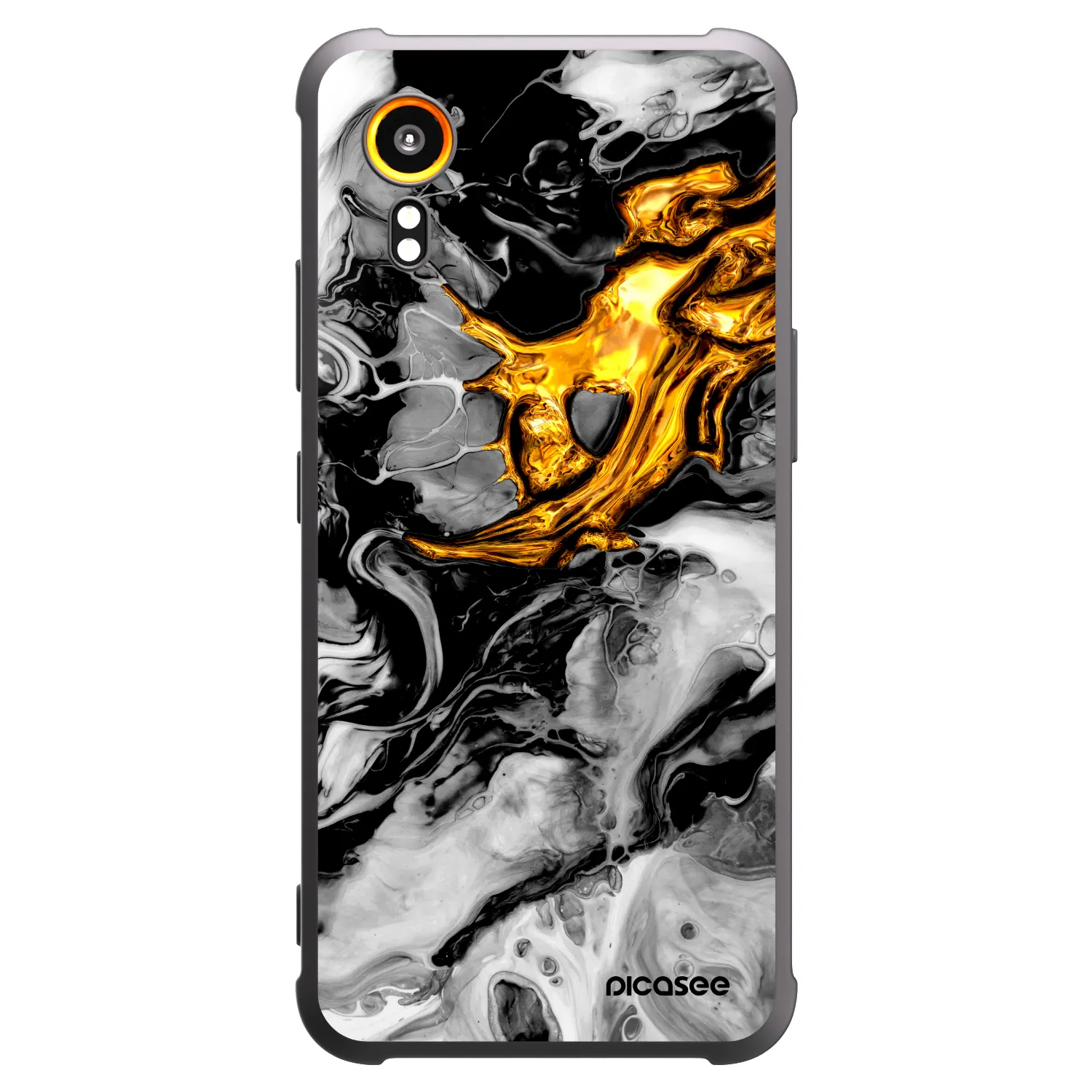 Picasee Μαύρη θήκη σιλικόνης για Samsung Galaxy Xcover 7 - Black Gold 2