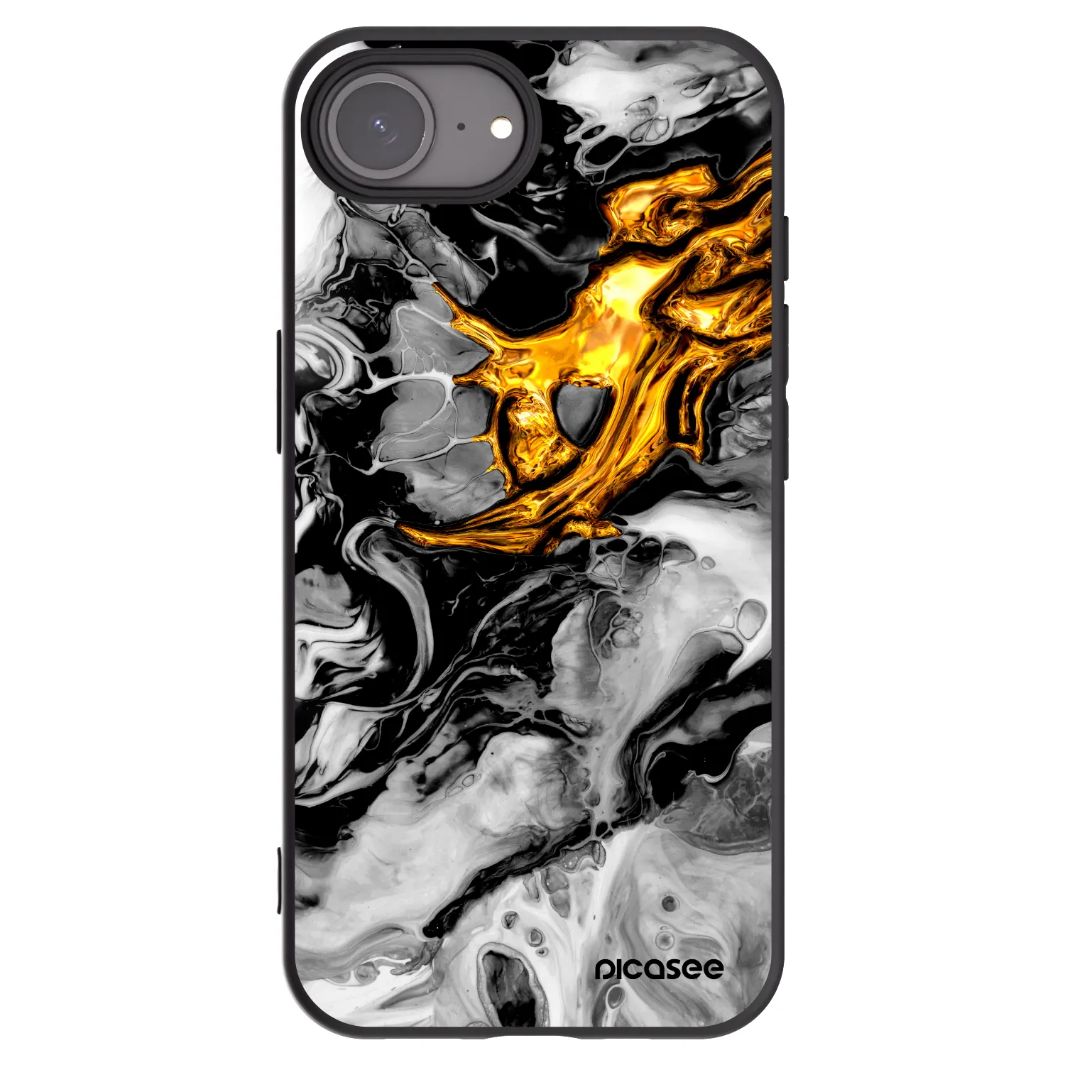 Picasee Μαύρη θήκη σιλικόνης για Apple iPhone 17e - Black Gold 2