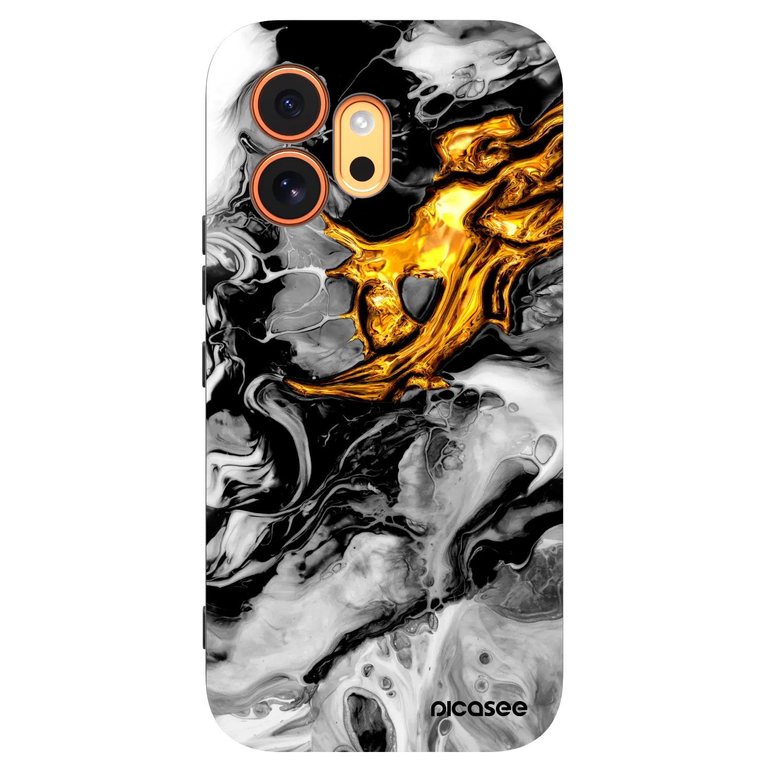Picasee Μαύρη θήκη σιλικόνης για Honor 600 - Black Gold 2