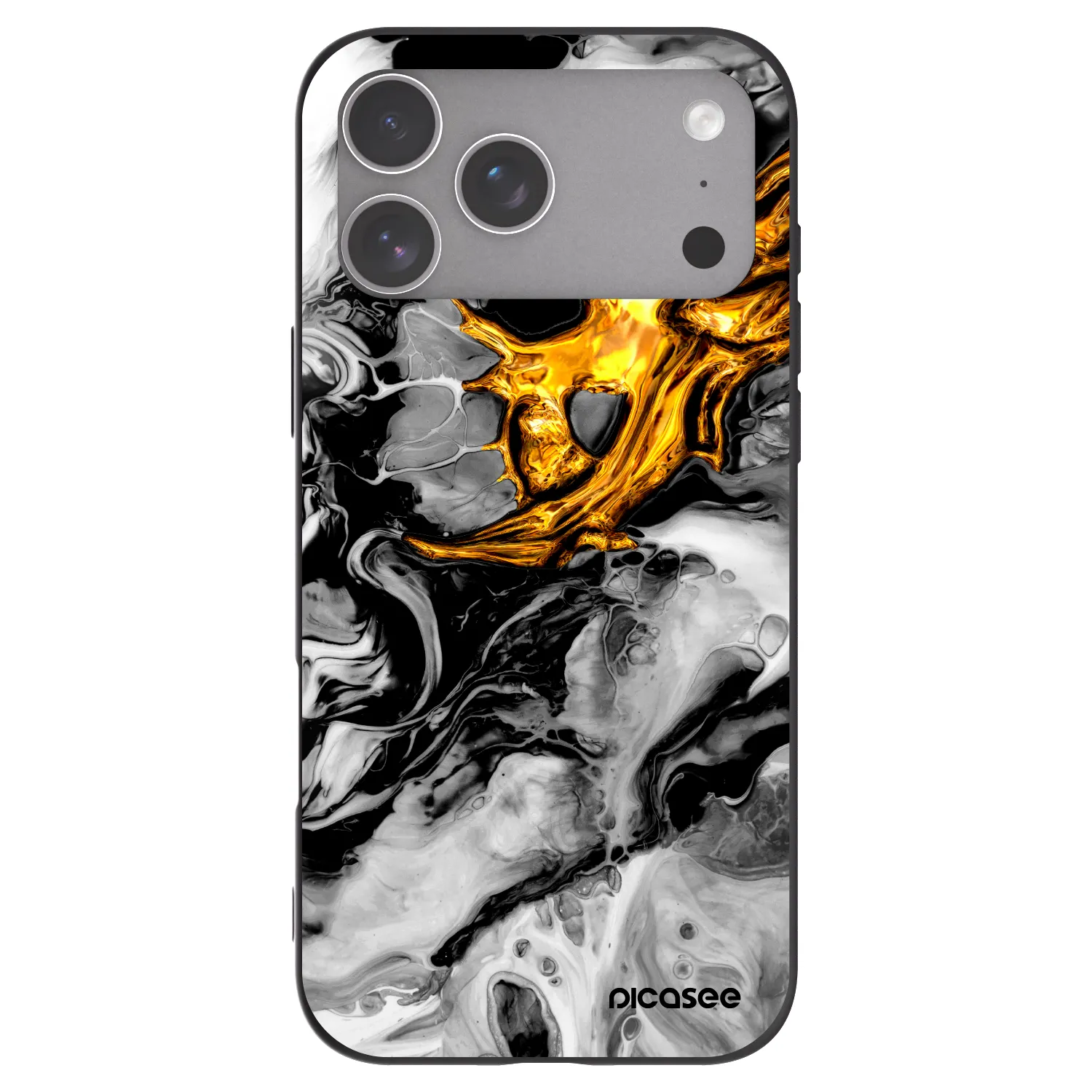 Picasee Μαύρη θήκη σιλικόνης για Apple iPhone 18 Pro Max - Black Gold 2
