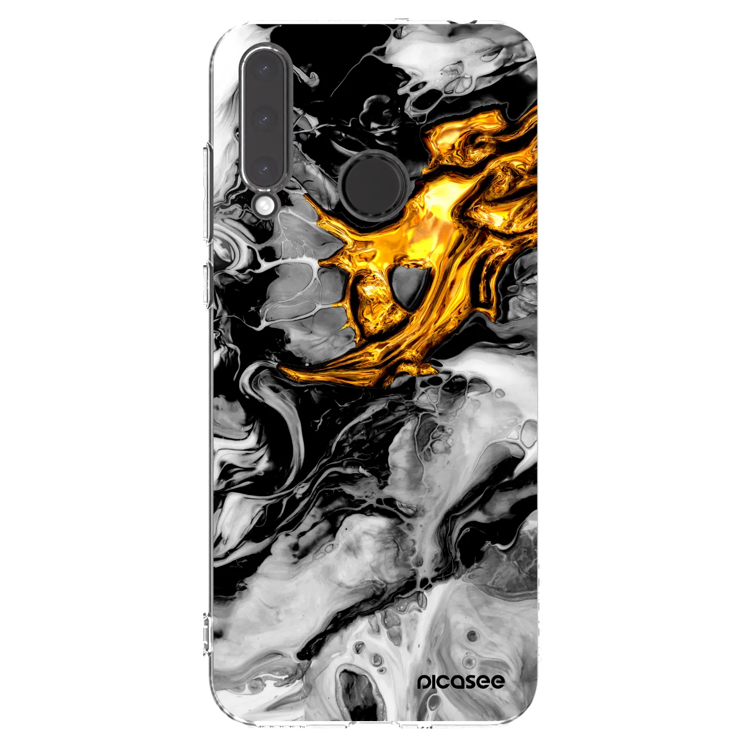 Picasee διαφανής θήκη σιλικόνης Honor 20 Lite - Black Gold 2