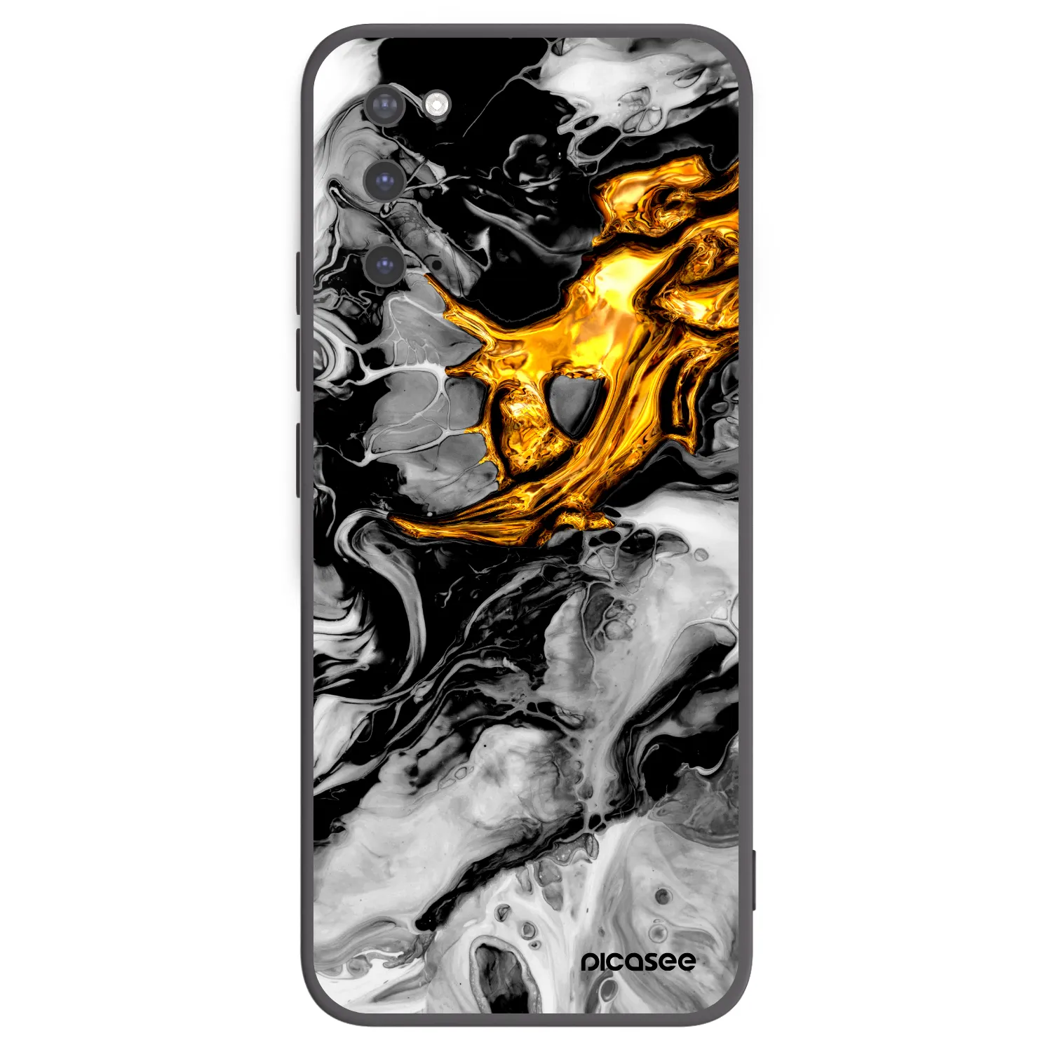 Picasee Μαύρη θήκη σιλικόνης για Samsung Galaxy S20 G980F - Black Gold 2