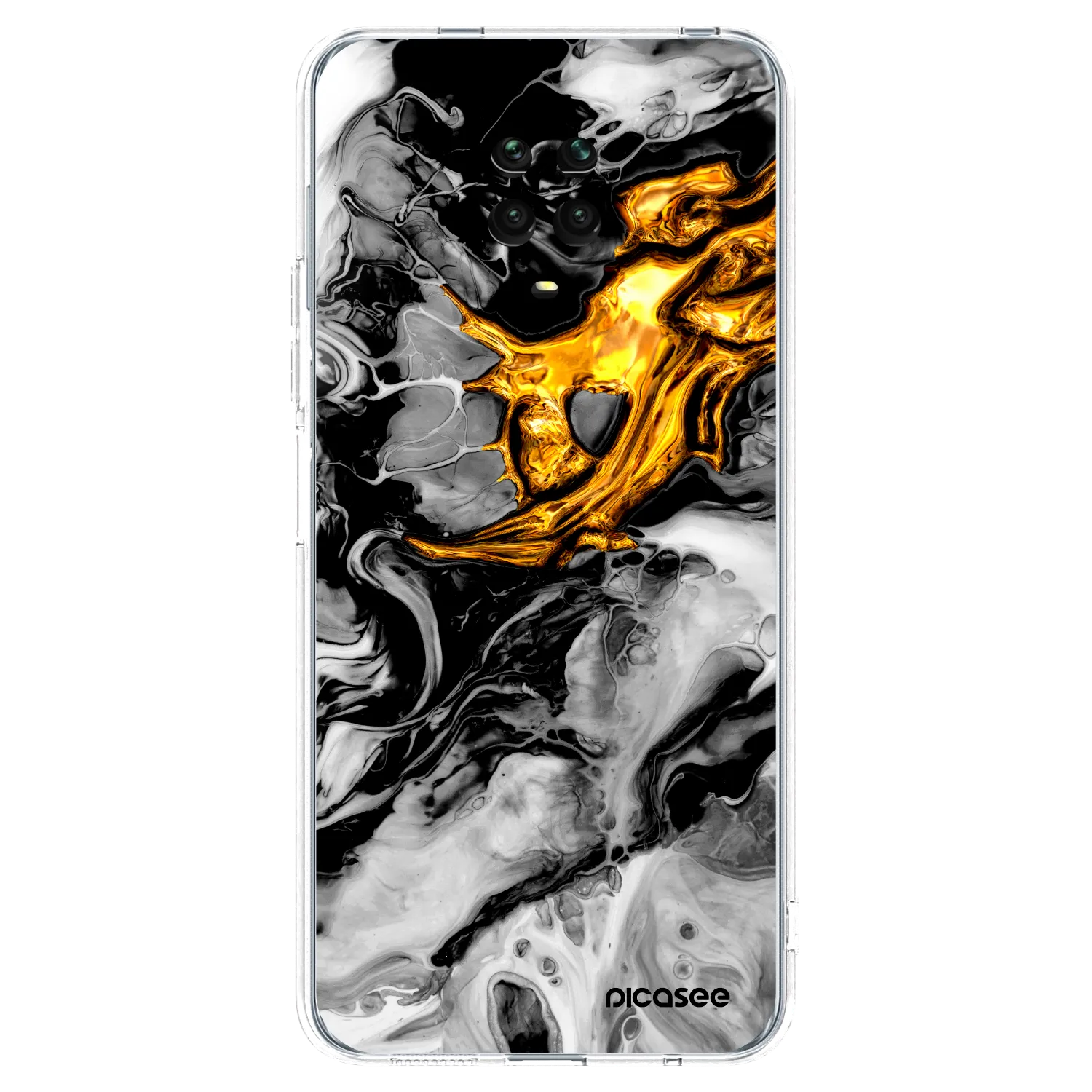 Picasee διαφανής θήκη σιλικόνης Xiaomi Redmi Note 9 Pro - Black Gold 2