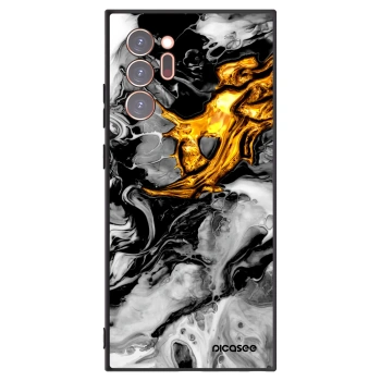Picasee Μαύρη θήκη σιλικόνης για Samsung Galaxy Note 20 Ultra - Black Gold 2
