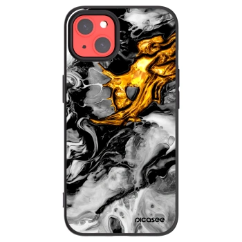 Picasee Μαύρη θήκη σιλικόνης για Apple iPhone 13 - Black Gold 2