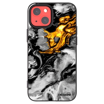 Picasee Μαύρη θήκη σιλικόνης για Apple iPhone 13 mini - Black Gold 2