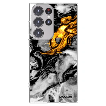 Picasee διαφανής θήκη σιλικόνης Samsung Galaxy S23 Ultra 5G - Black Gold 2