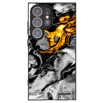 Picasee Μαύρη θήκη σιλικόνης για Samsung Galaxy S24 Ultra S928B 5G - Black Gold 2