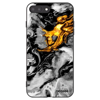 Picasee Μαύρη θήκη σιλικόνης για Apple iPhone 8 Plus - Black Gold 2