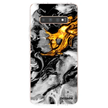 Picasee διαφανής θήκη σιλικόνης Samsung Galaxy S10 Plus G975 - Black Gold 2