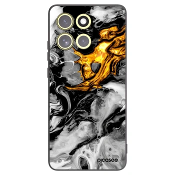 Picasee Μαύρη θήκη σιλικόνης για Motorola Moto G86 Power 5G - Black Gold 2