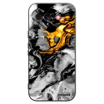 Picasee Μαύρη θήκη σιλικόνης για Google Pixel 10a - Black Gold 2