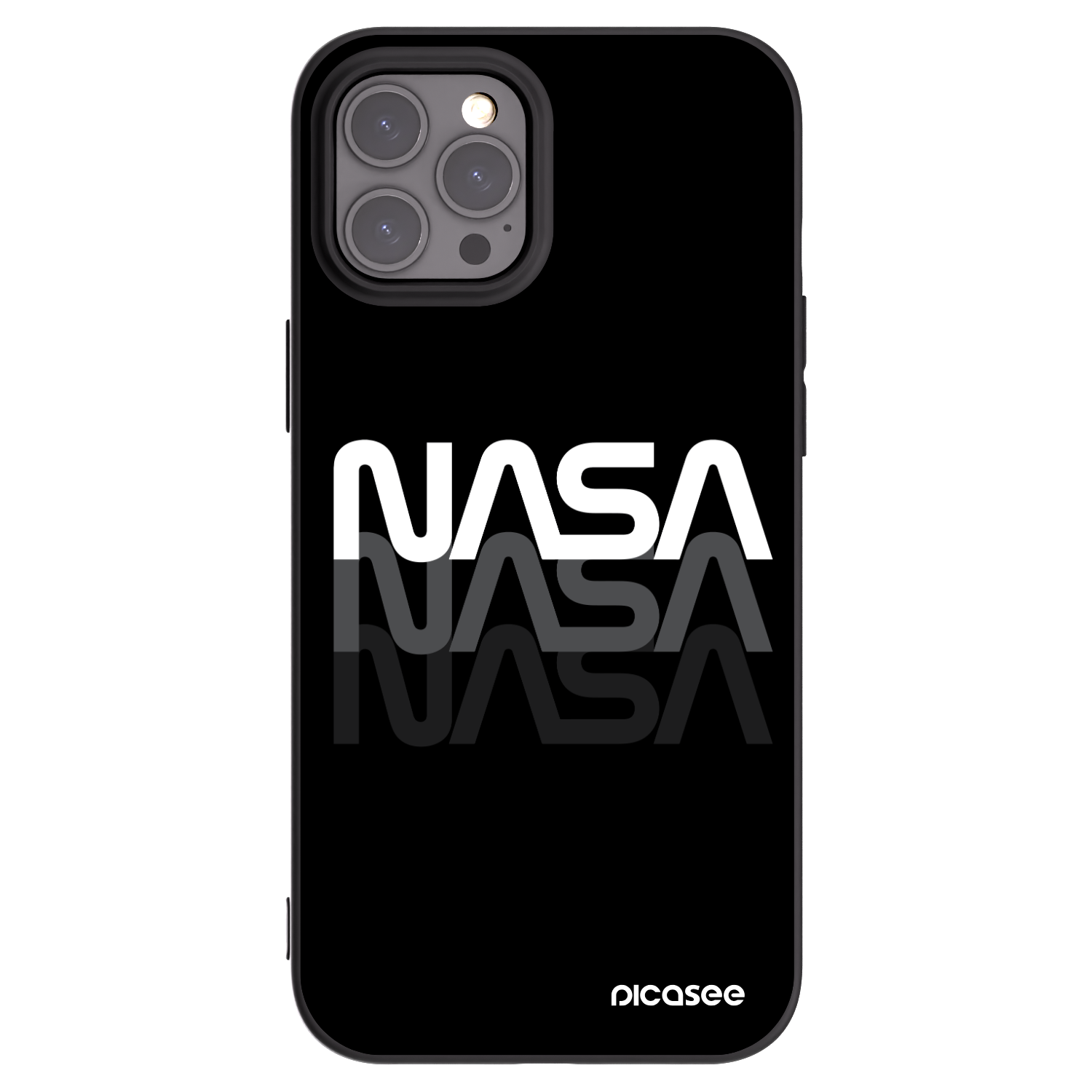 Picasee Μαύρη θήκη σιλικόνης για Apple iPhone 12 Pro Max - NASA Triple