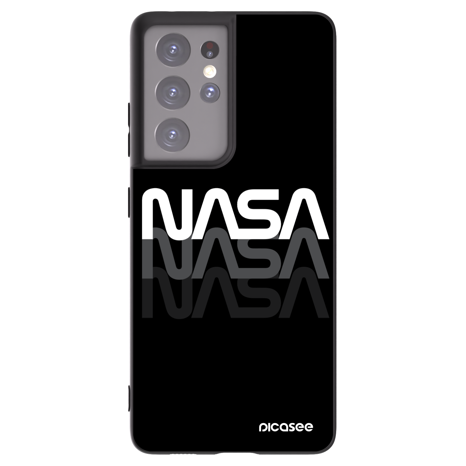 Picasee Μαύρη θήκη σιλικόνης για Samsung Galaxy S21 Ultra 5G G998B - NASA Triple