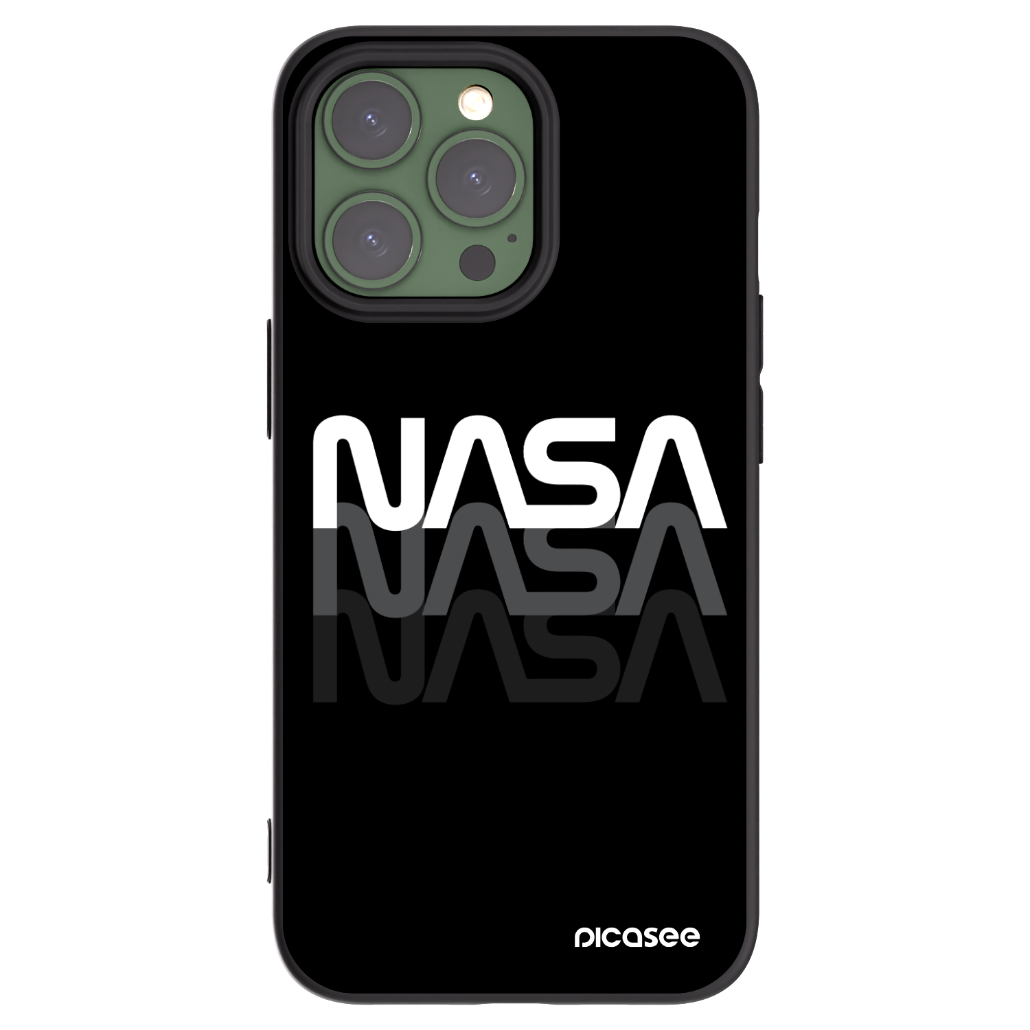 Picasee Μαύρη θήκη σιλικόνης για Apple iPhone 13 Pro - NASA Triple