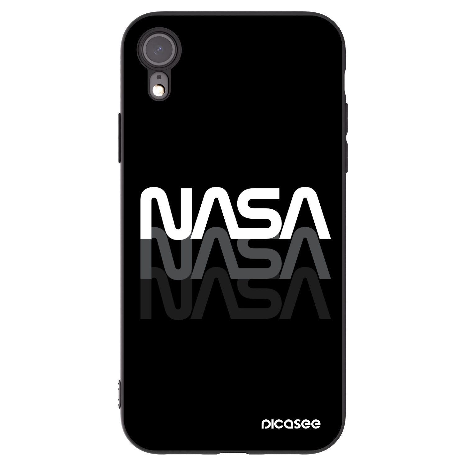 Picasee Μαύρη θήκη σιλικόνης για Apple iPhone XR - NASA Triple