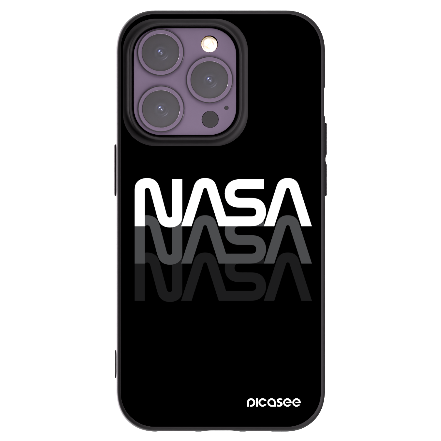 Picasee Μαύρη θήκη σιλικόνης για Apple iPhone 14 Pro - NASA Triple