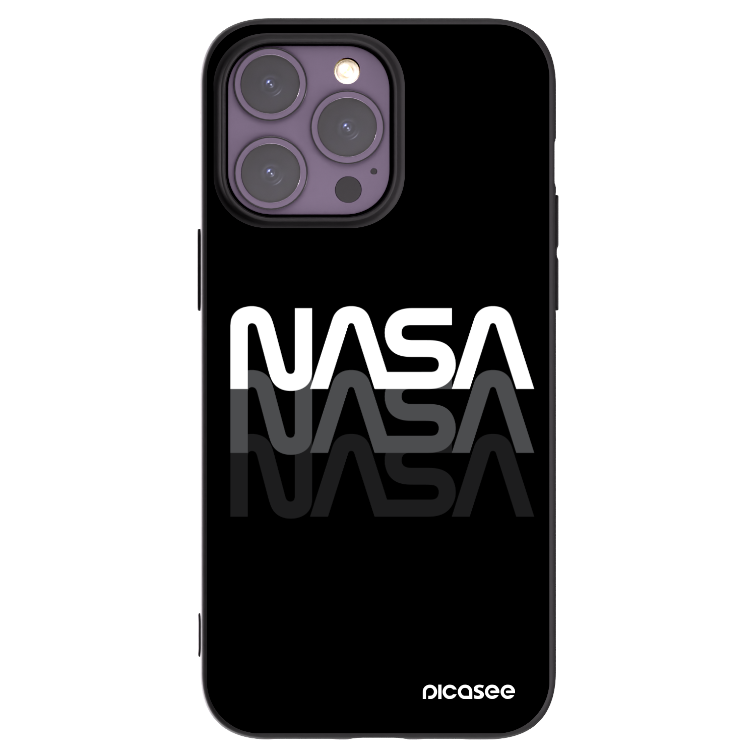 Picasee Μαύρη θήκη σιλικόνης για Apple iPhone 14 Pro Max - NASA Triple