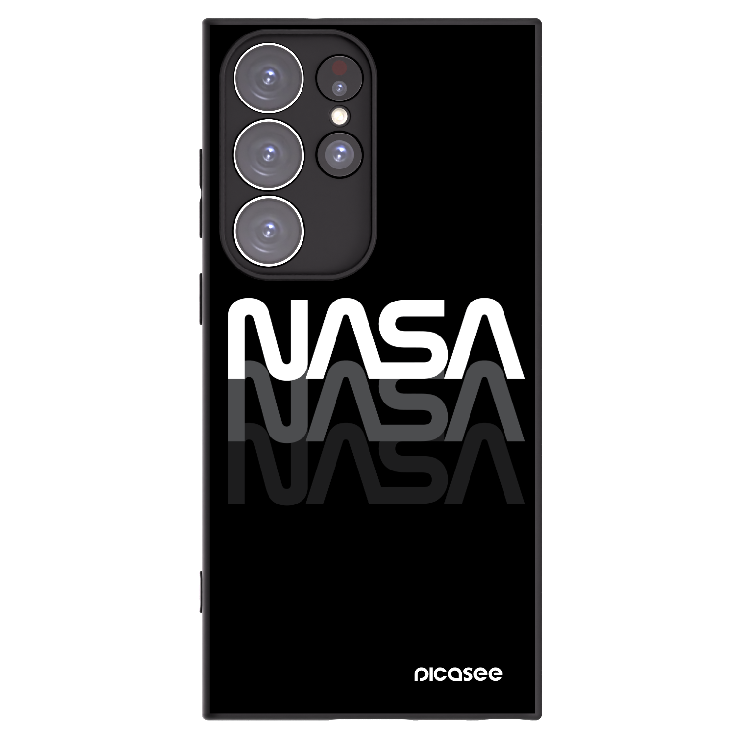 Picasee Μαύρη θήκη σιλικόνης για Samsung Galaxy S23 Ultra 5G - NASA Triple