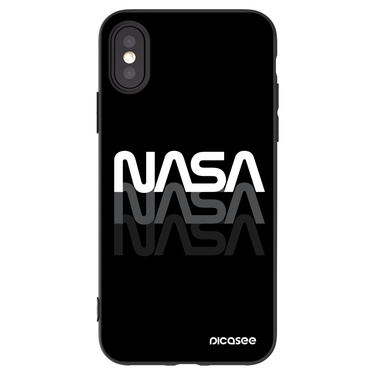 Picasee Μαύρη θήκη σιλικόνης για Apple iPhone X/XS - NASA Triple
