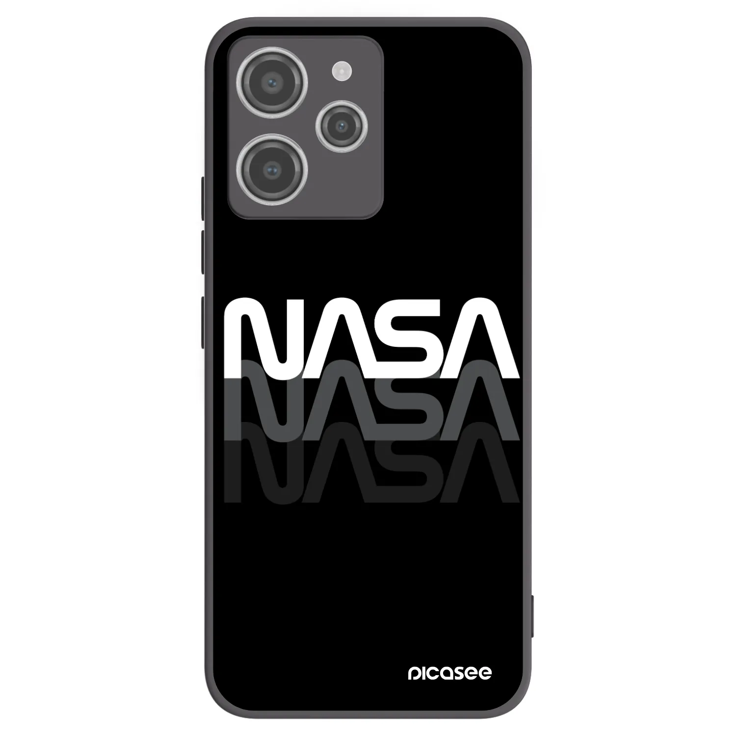 Picasee Μαύρη θήκη σιλικόνης για Xiaomi Redmi 12 4G - NASA Triple