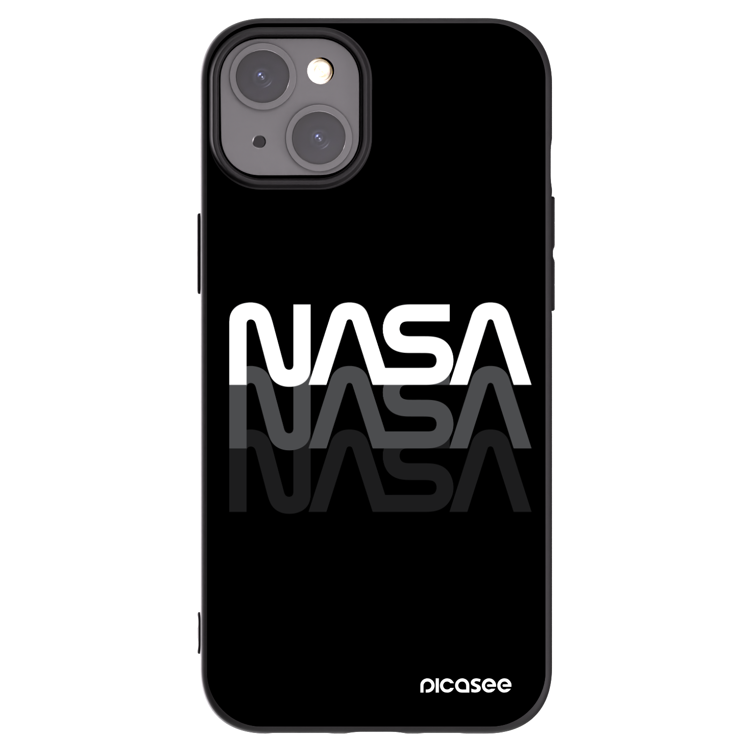 Picasee Μαύρη θήκη σιλικόνης για Apple iPhone 15 Plus - NASA Triple