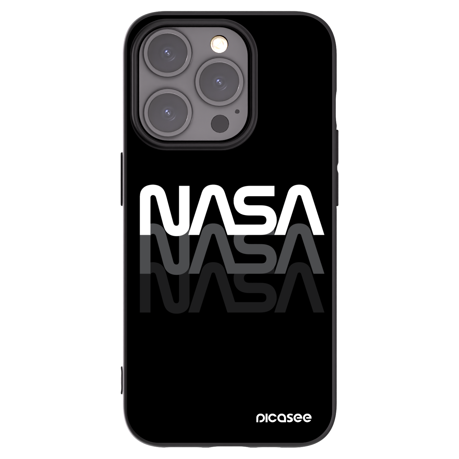Picasee Μαύρη θήκη σιλικόνης για Apple iPhone 15 Pro - NASA Triple