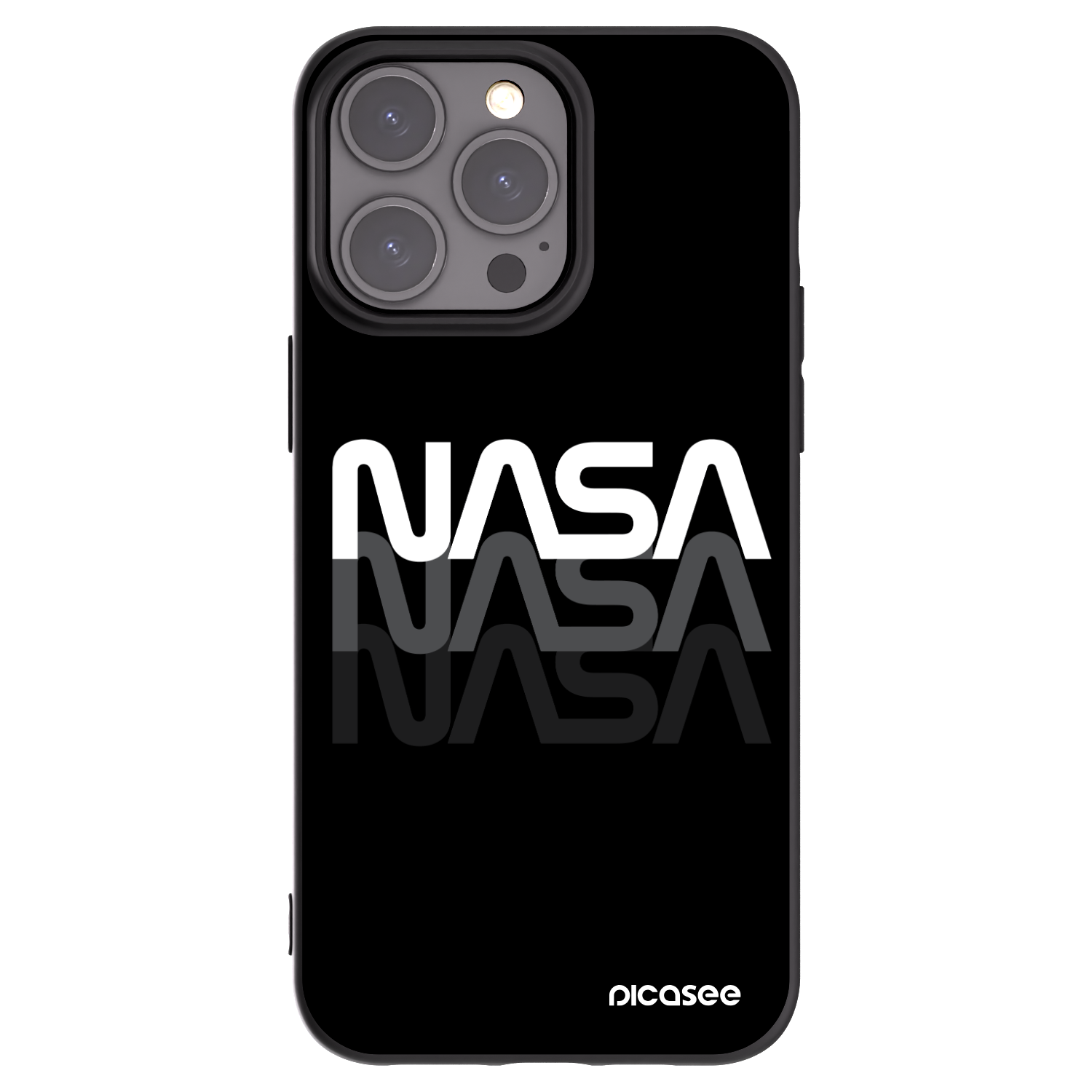 Picasee Μαύρη θήκη σιλικόνης για Apple iPhone 15 Pro Max - NASA Triple