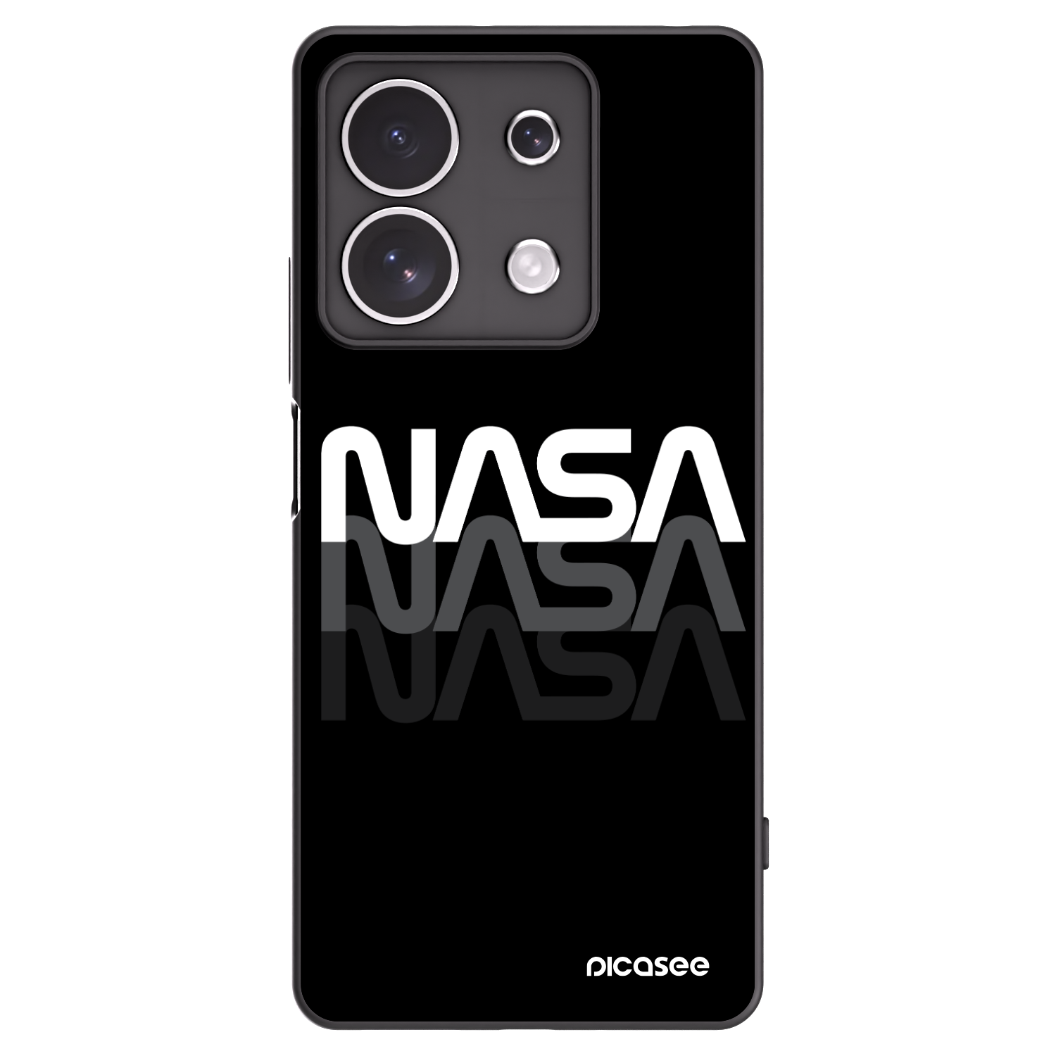 Picasee Μαύρη θήκη σιλικόνης για Xiaomi Redmi Note 13 4G - NASA Triple