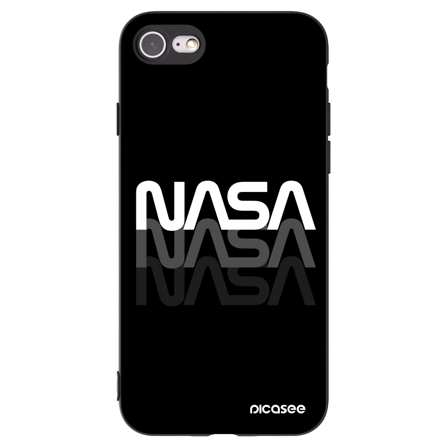 Picasee Μαύρη θήκη σιλικόνης για Apple iPhone 8 - NASA Triple