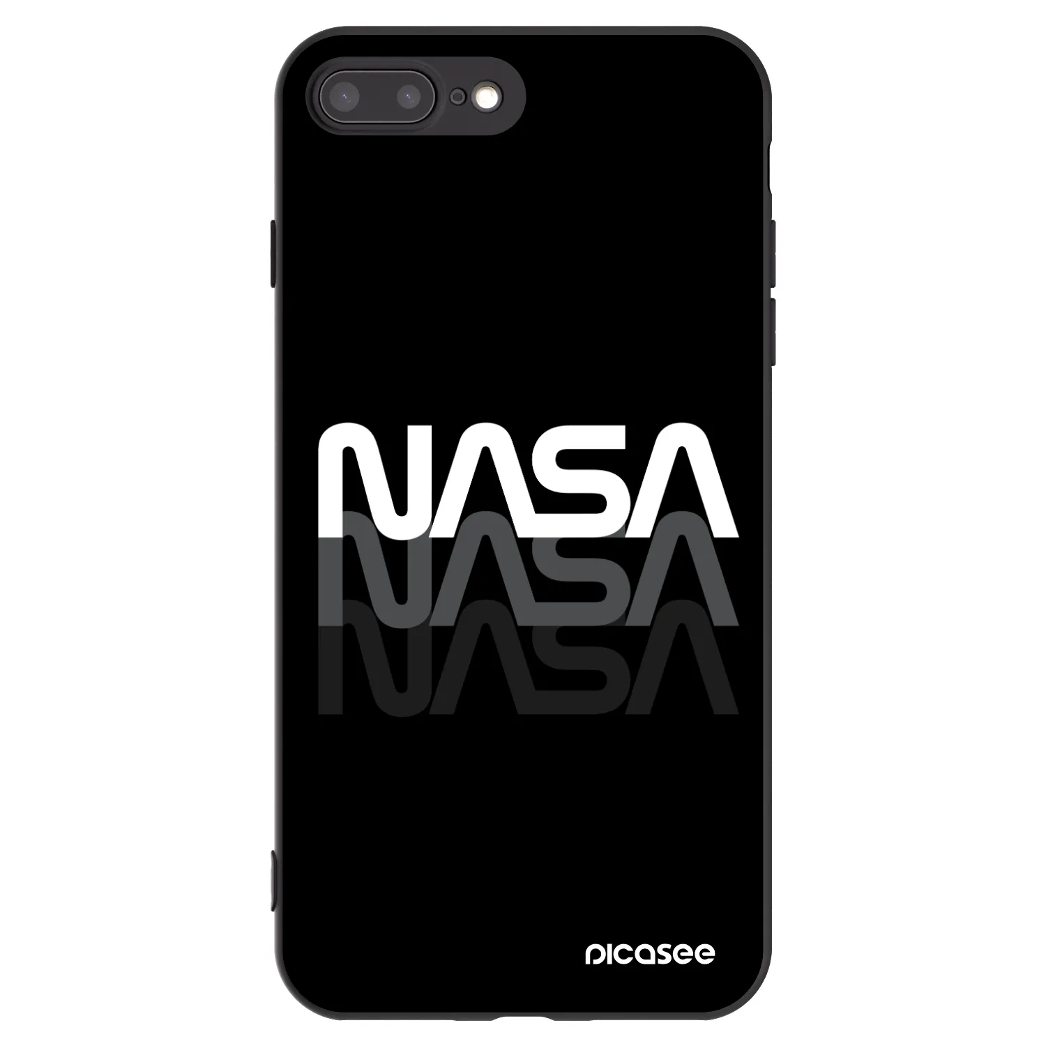 Picasee Μαύρη θήκη σιλικόνης για Apple iPhone 8 Plus - NASA Triple