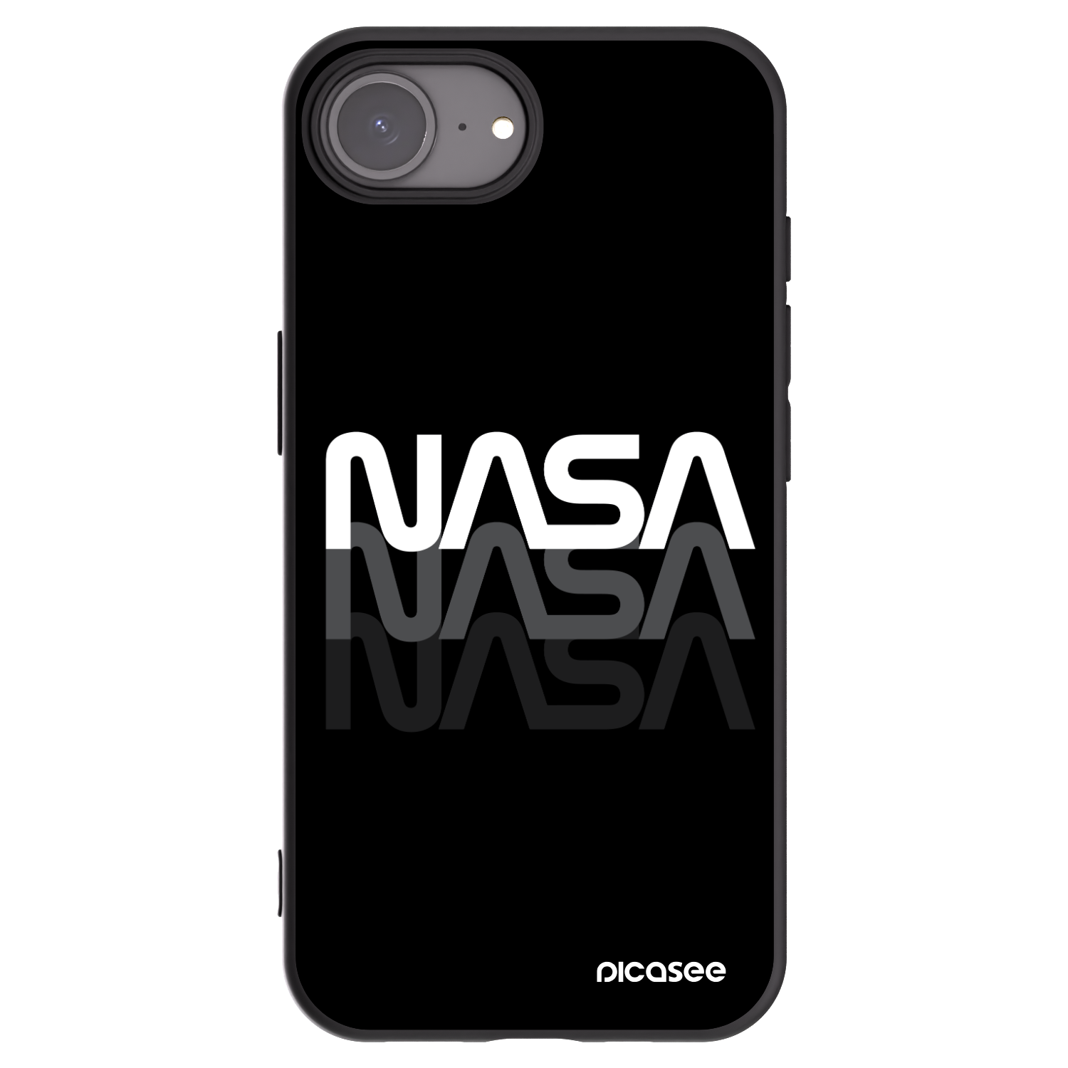 Picasee Μαύρη θήκη σιλικόνης για Apple iPhone 16e - NASA Triple