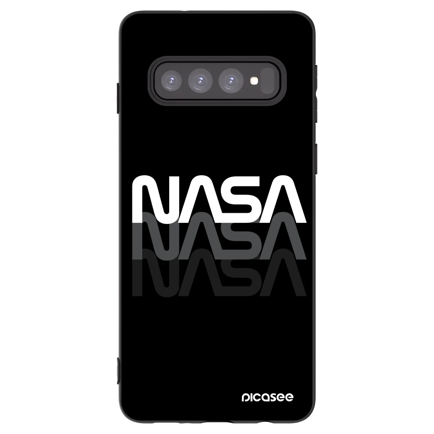 Picasee Μαύρη θήκη σιλικόνης για Samsung Galaxy S10 G973 - NASA Triple