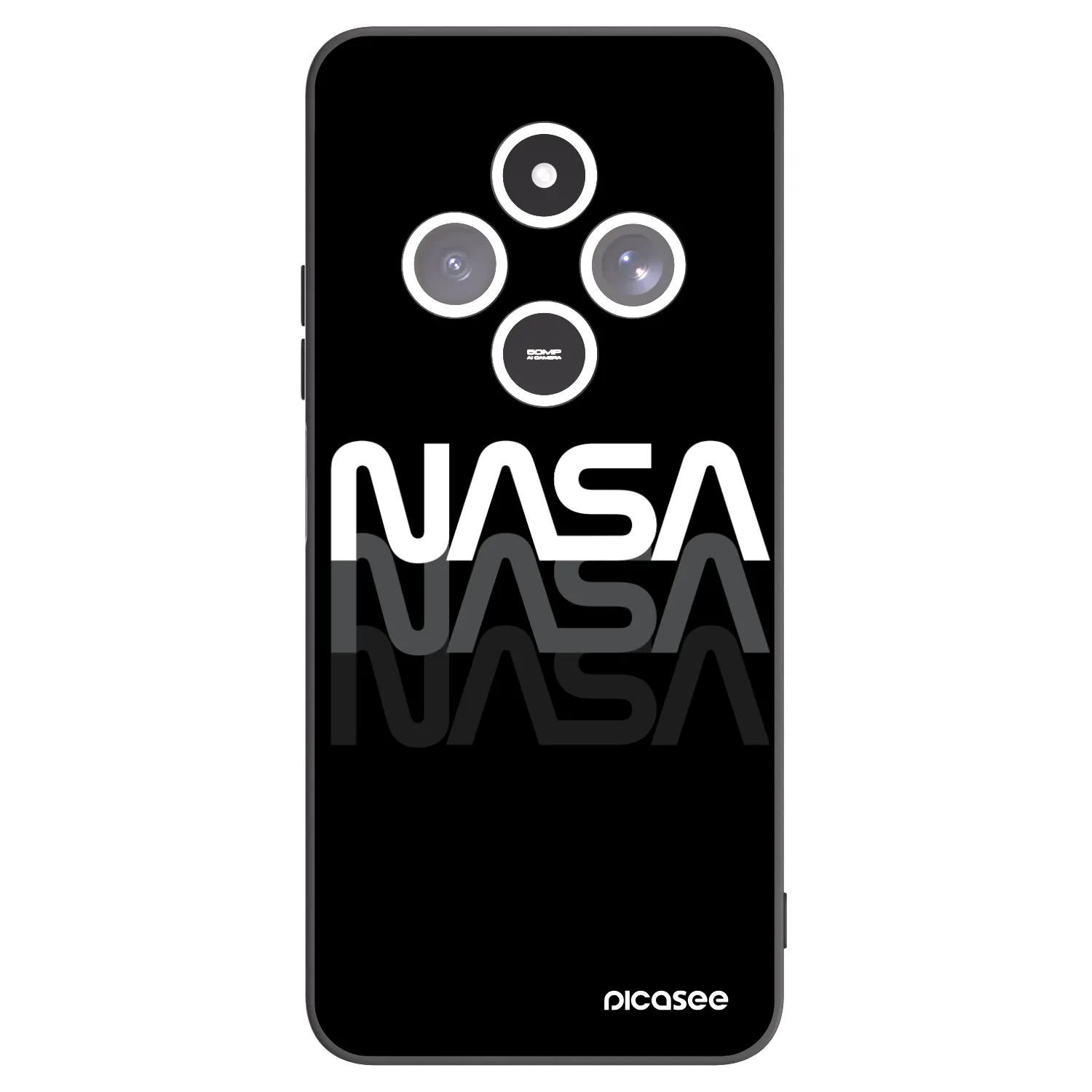 Picasee Μαύρη θήκη σιλικόνης για Xiaomi Redmi 14C - NASA Triple