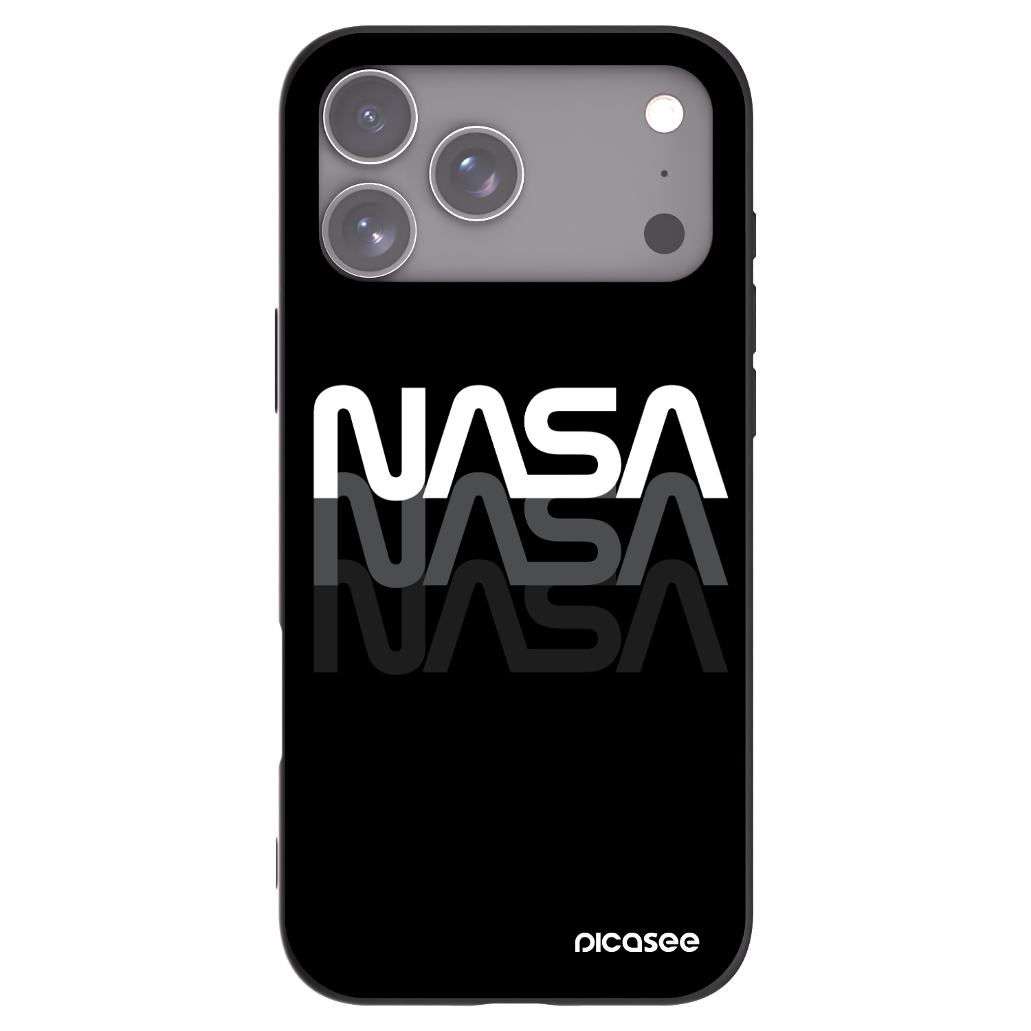 Picasee Μαύρη θήκη σιλικόνης για Apple iPhone 17 Pro Max - NASA Triple