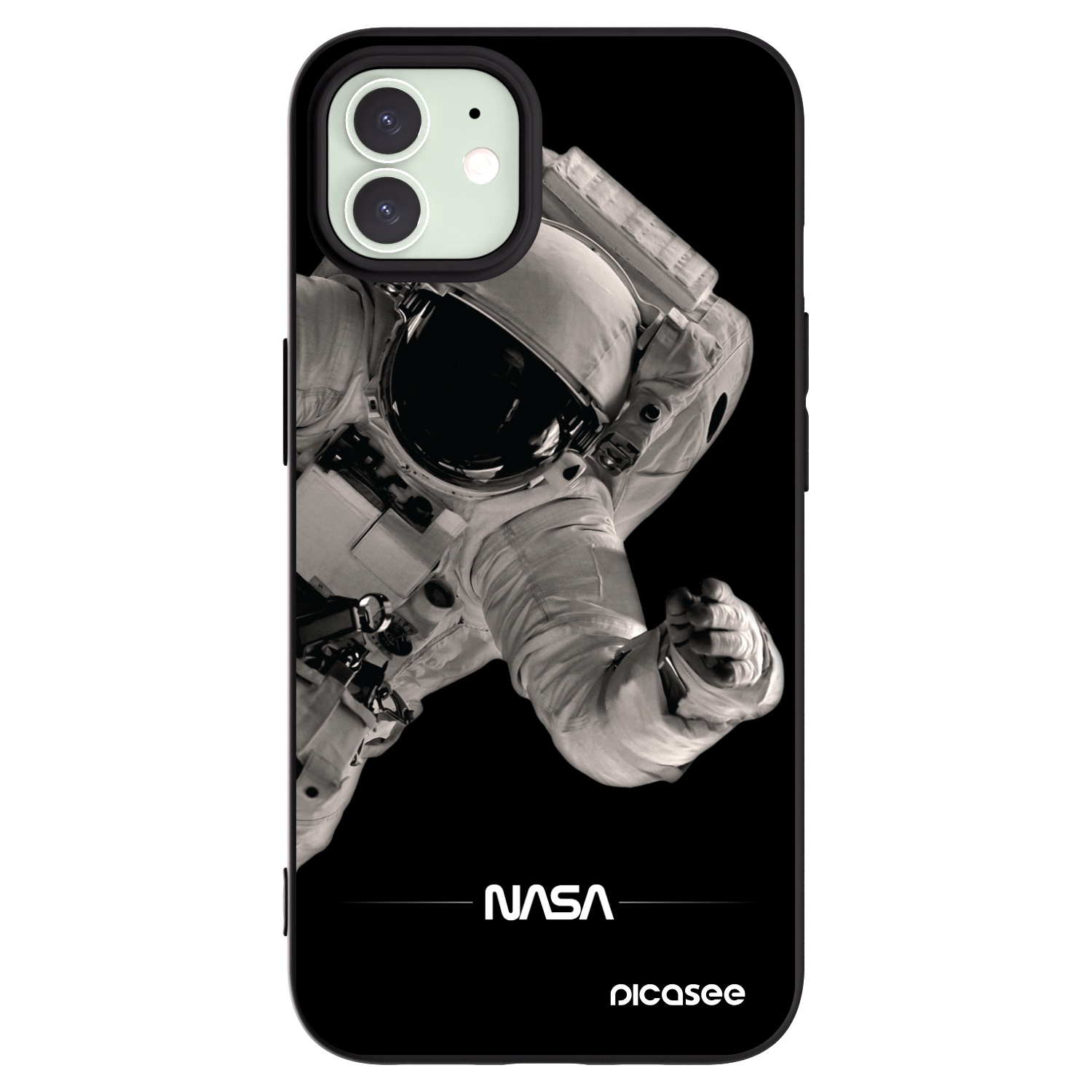 Picasee Μαύρη θήκη σιλικόνης για Apple iPhone 12 - Astronaut Big