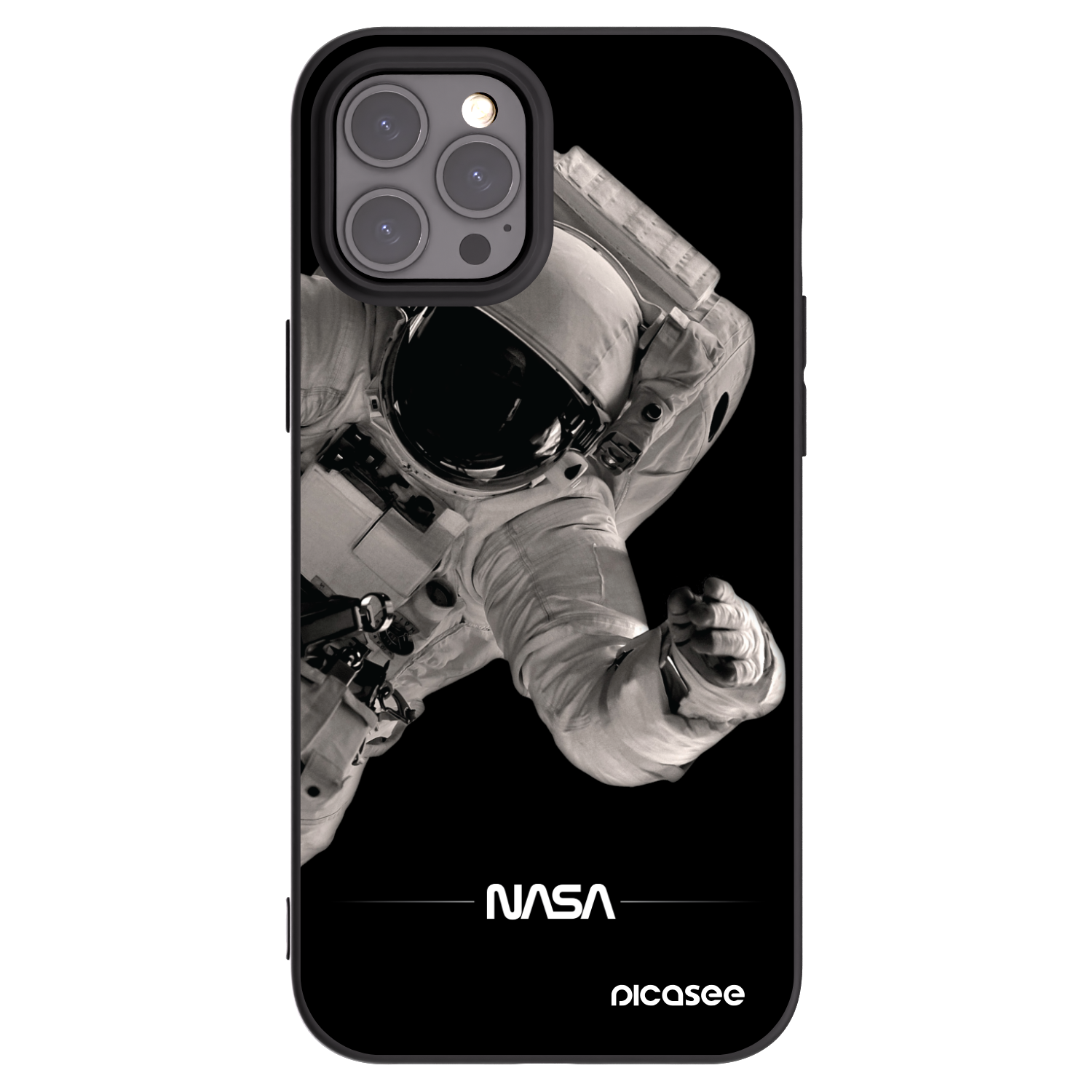 Picasee Μαύρη θήκη σιλικόνης για Apple iPhone 12 Pro Max - Astronaut Big