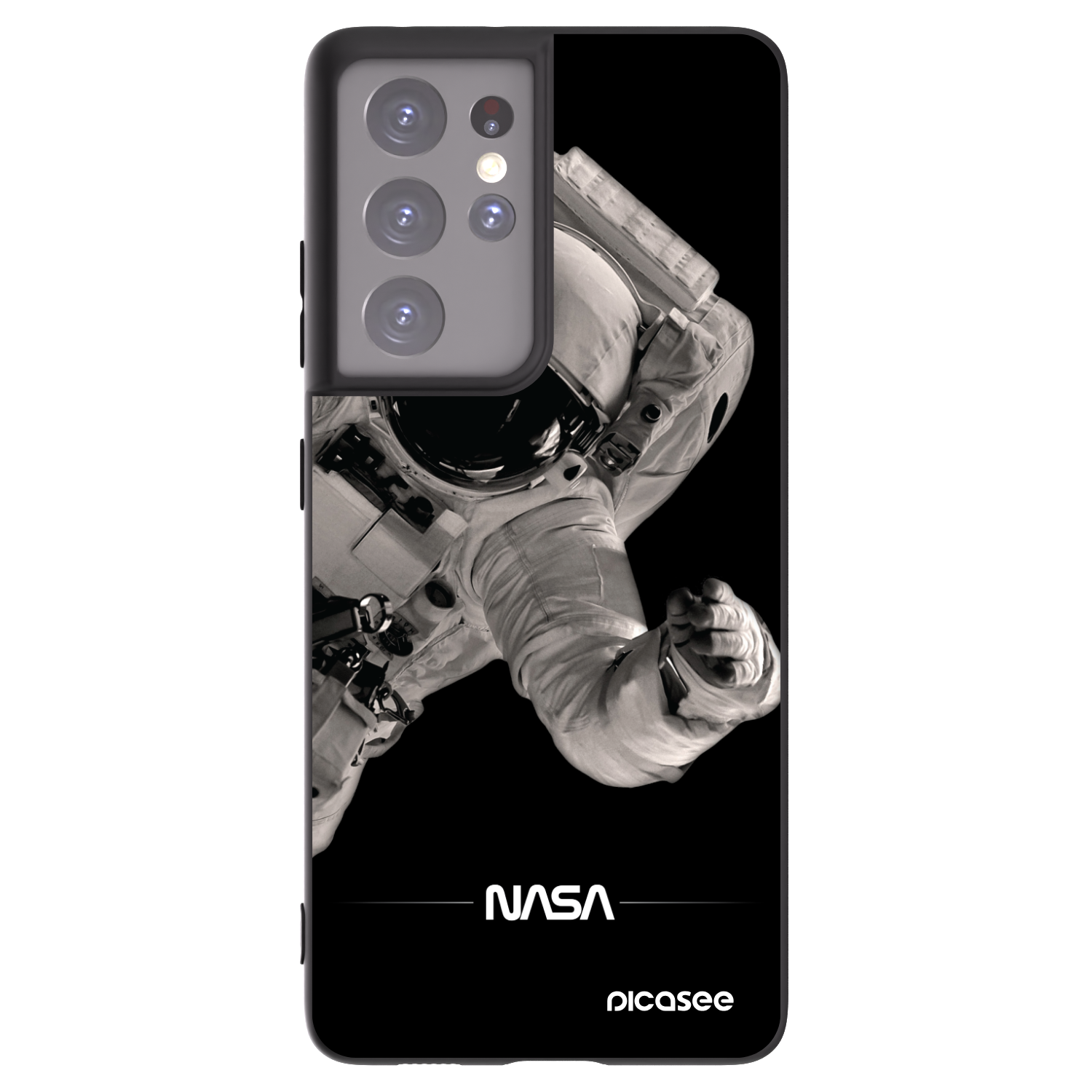 Picasee Μαύρη θήκη σιλικόνης για Samsung Galaxy S21 Ultra 5G G998B - Astronaut Big