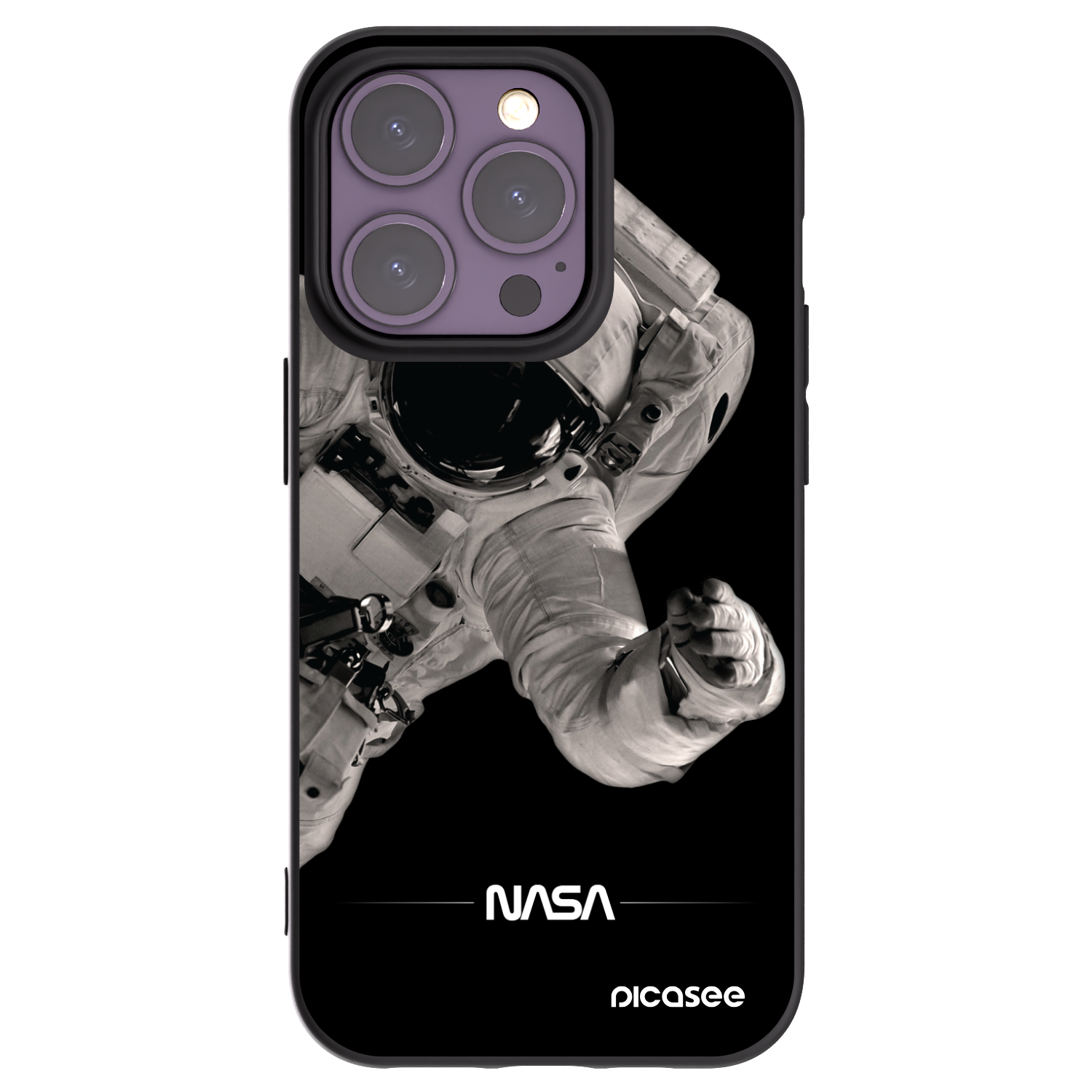 Picasee Μαύρη θήκη σιλικόνης για Apple iPhone 14 Pro - Astronaut Big