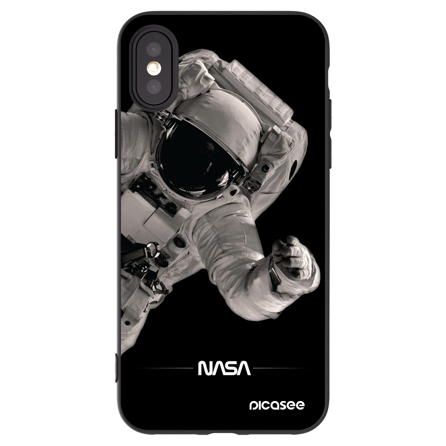 Picasee Μαύρη θήκη σιλικόνης για Apple iPhone X/XS - Astronaut Big