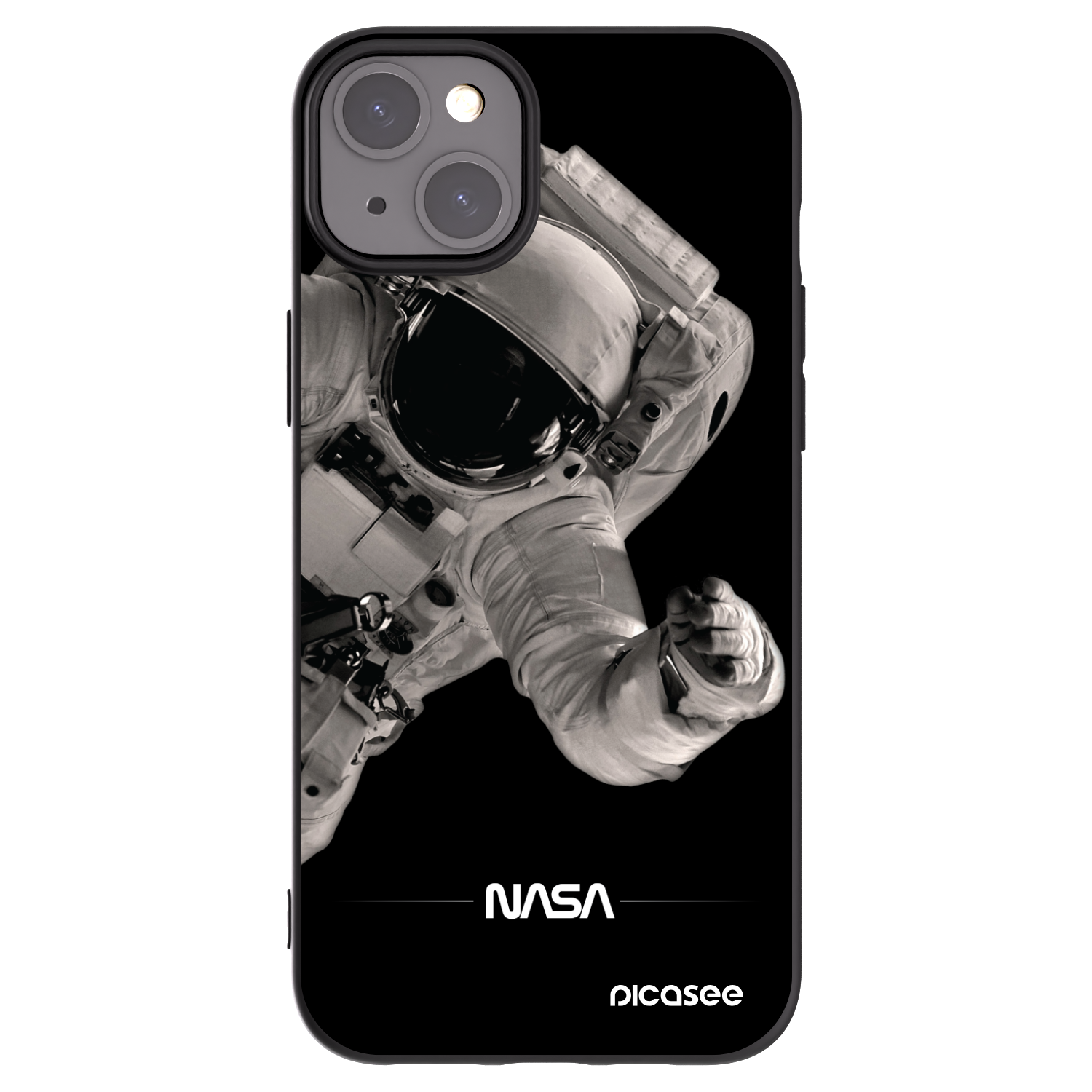 Picasee Μαύρη θήκη σιλικόνης για Apple iPhone 15 Plus - Astronaut Big