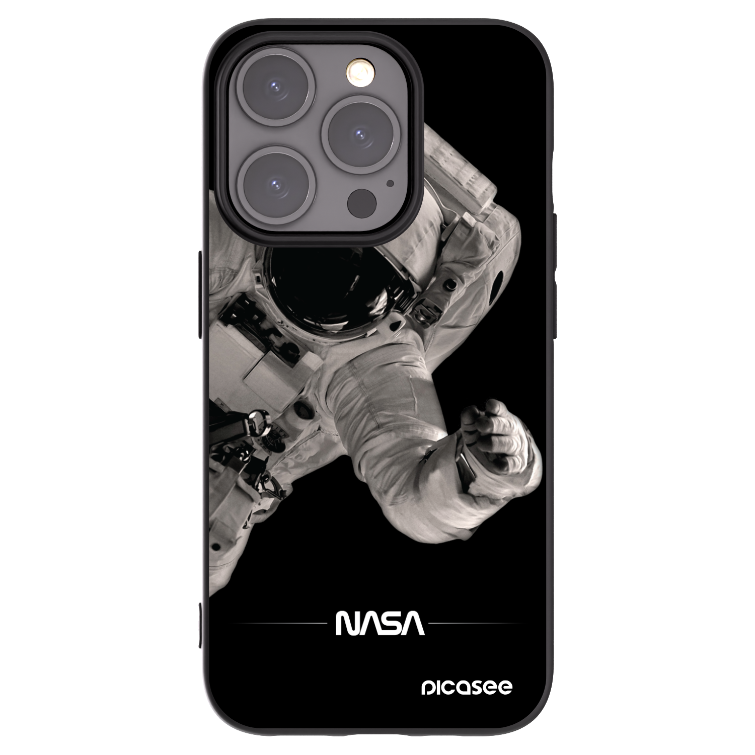 Picasee Μαύρη θήκη σιλικόνης για Apple iPhone 15 Pro - Astronaut Big