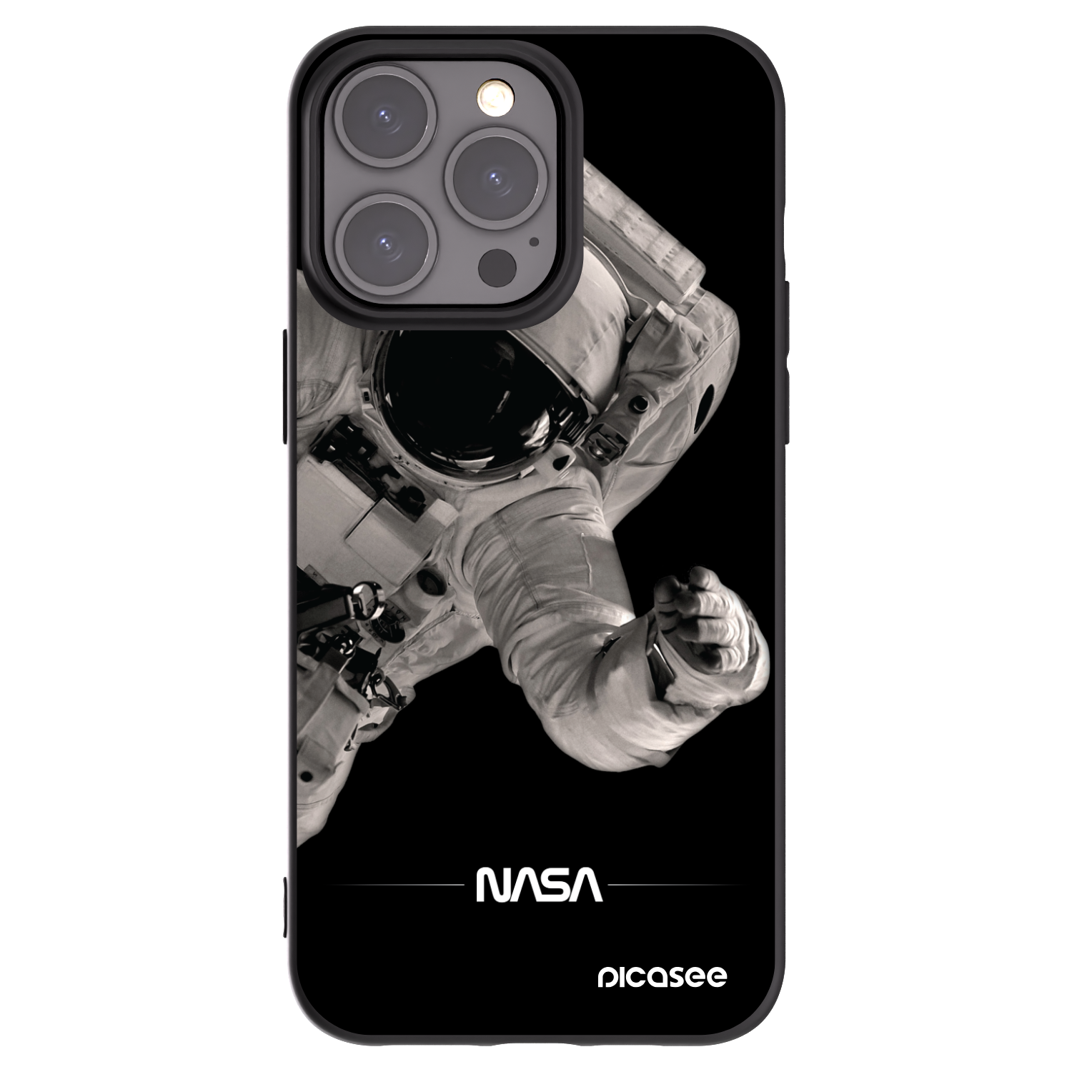 Picasee Μαύρη θήκη σιλικόνης για Apple iPhone 15 Pro Max - Astronaut Big