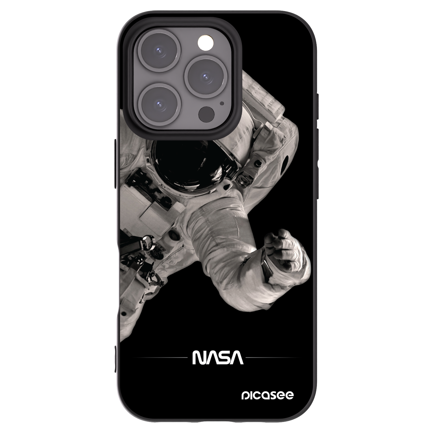 Picasee Μαύρη θήκη σιλικόνης για Apple iPhone 16 Pro - Astronaut Big