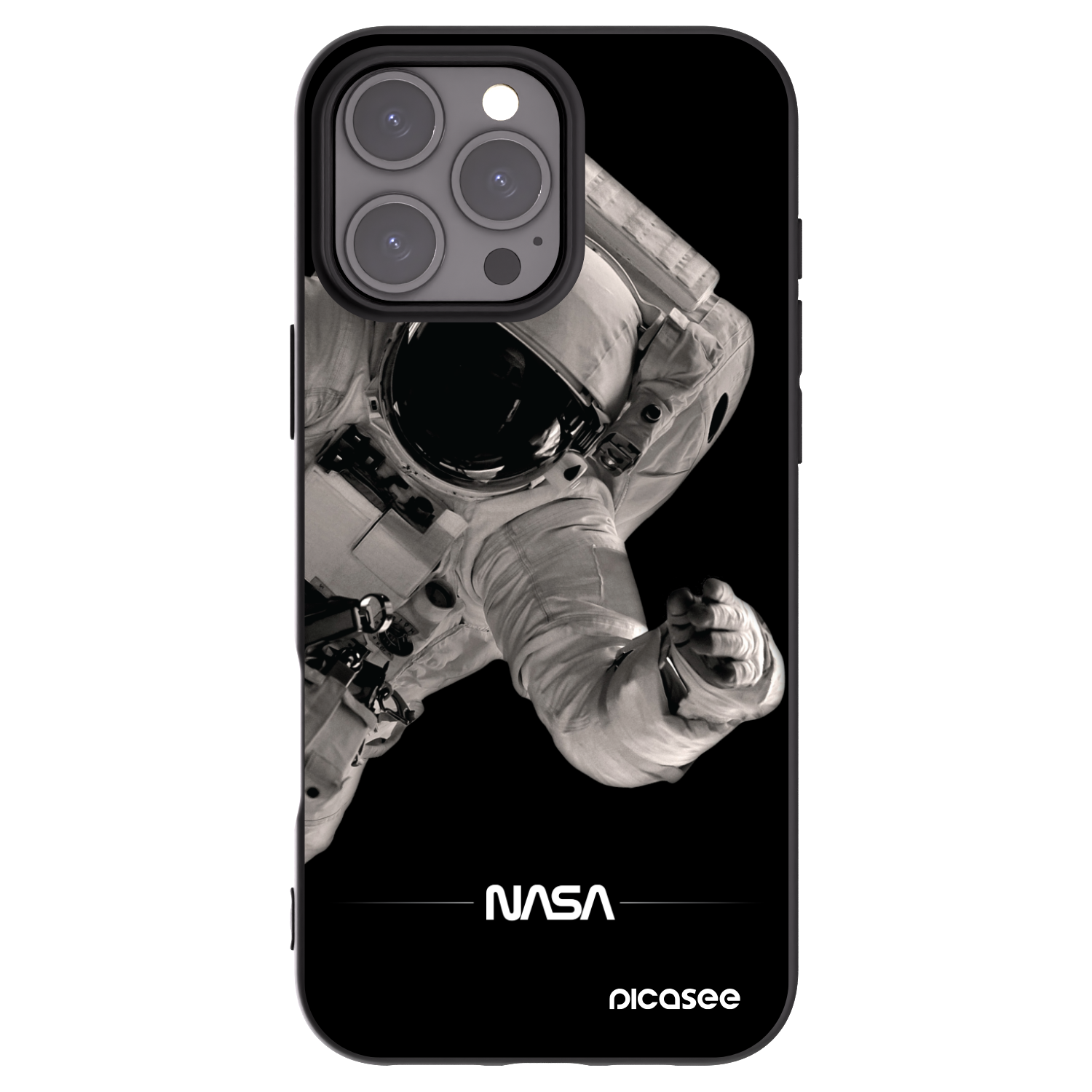 Picasee Μαύρη θήκη σιλικόνης για Apple iPhone 16 Pro Max - Astronaut Big