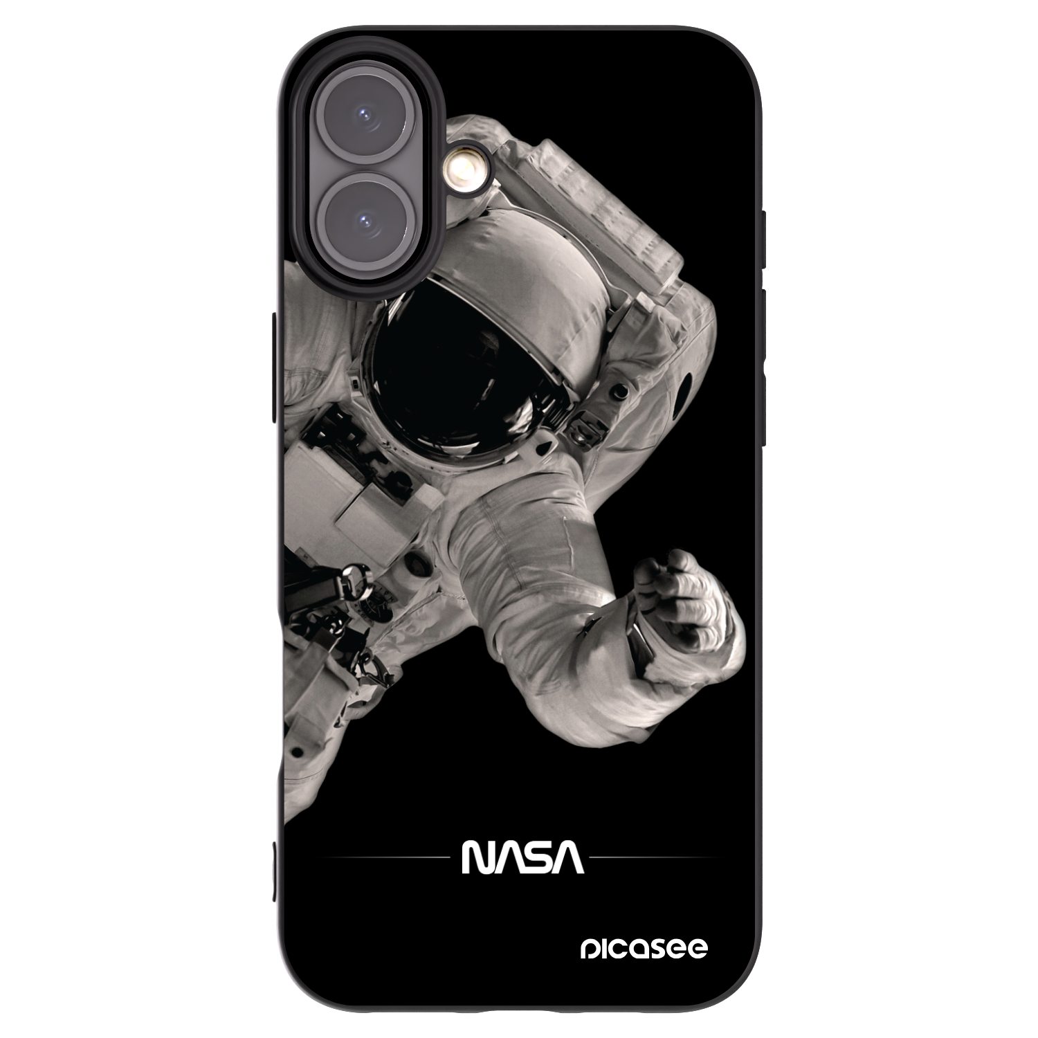 Picasee Μαύρη θήκη σιλικόνης για Apple iPhone 16 Plus - Astronaut Big