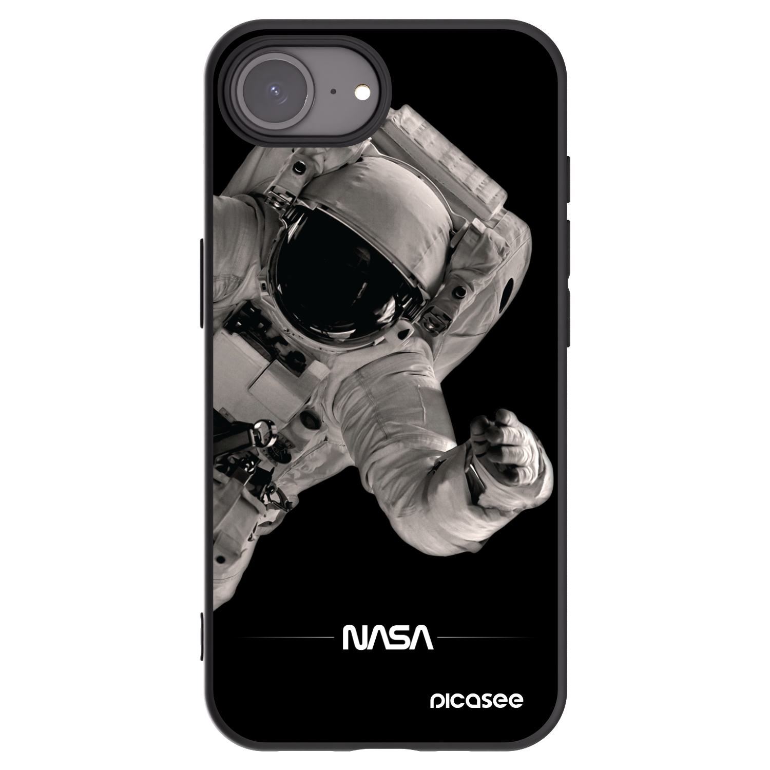 Picasee Μαύρη θήκη σιλικόνης για Apple iPhone 16e - Astronaut Big