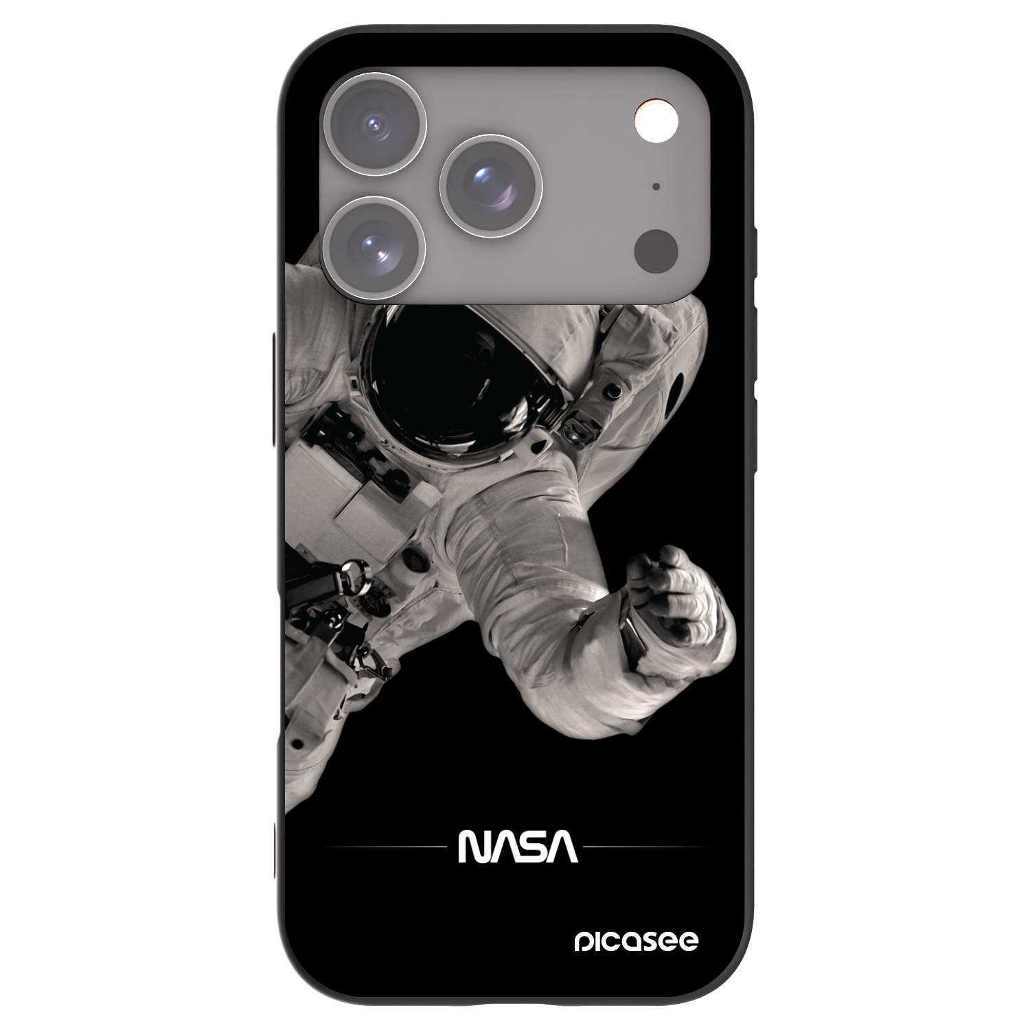 Picasee Μαύρη θήκη σιλικόνης για Apple iPhone 17 Pro - Astronaut Big